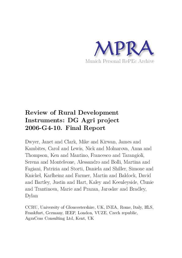 (PDF) Review of Rural Development Instruments: DG Agri project 2006-G4 ...