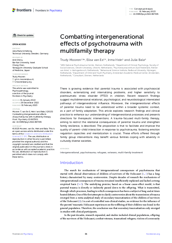 (PDF) Combatting intergenerational effects of psychotrauma with ...