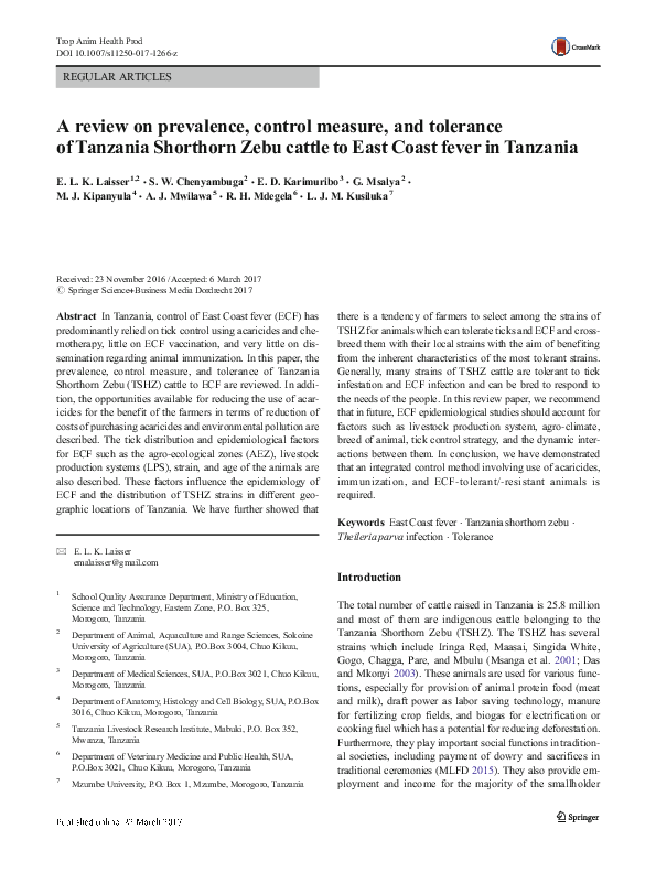 (PDF) A review on prevalence, control measure, and tolerance of ...