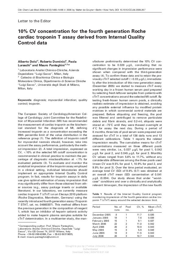 (PDF) 10% CV concentration for the fourth generation Roche cardiac ...