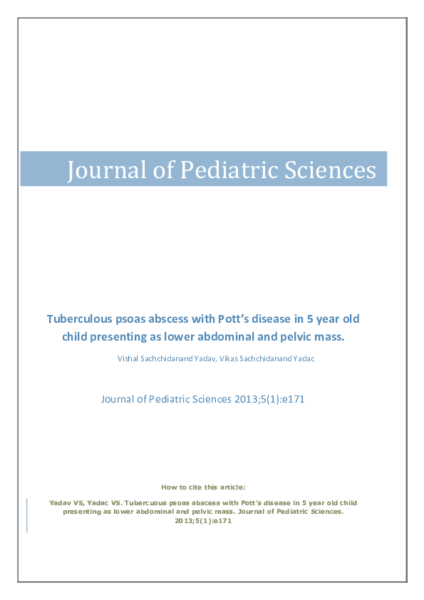 (PDF) Tuberculous psoas abscess with Pott's disease in 5year old child