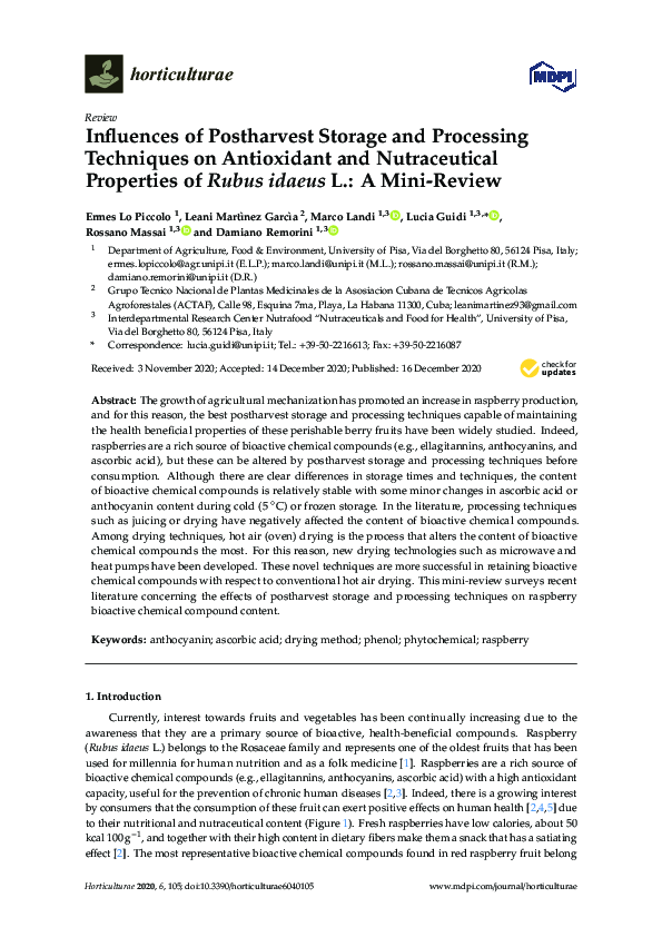 (PDF) Influences of Postharvest Storage and Processing Techniques on ...