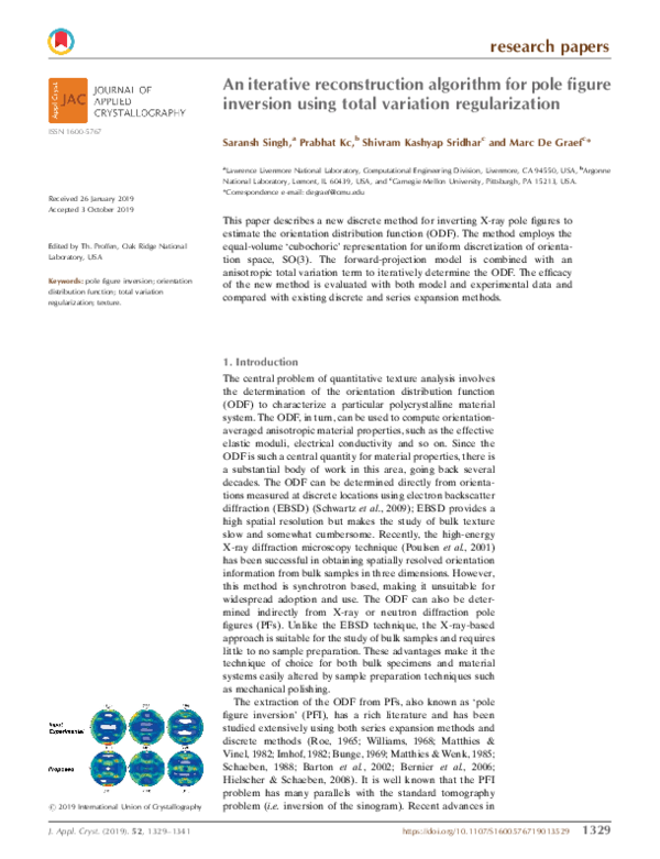 (PDF) An iterative reconstruction algorithm for pole figure inversion ...