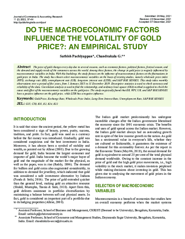 (PDF) Do the Macroeconomic Factors Influence the Volatility of Gold ...