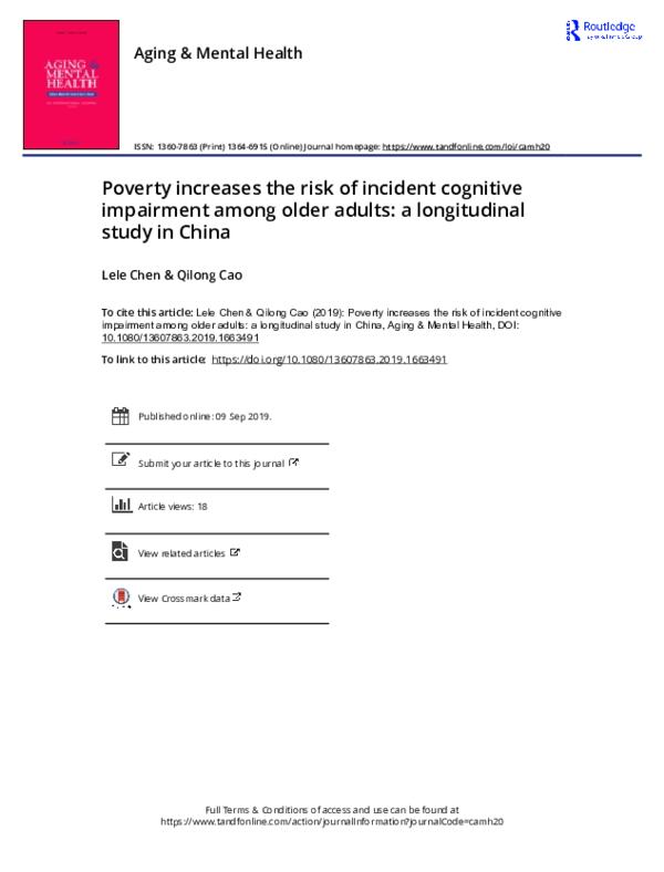 (PDF) Poverty increases the risk of incident cognitive impairment among ...