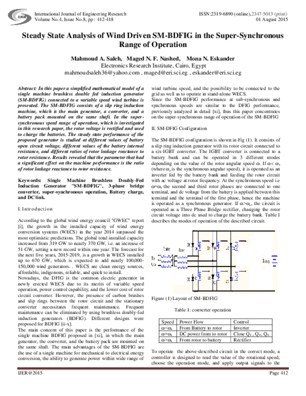 (PDF) Steady State Analysis of Wind Driven SM-BDFIG in the Super ...