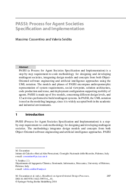 (PDF) PASSI: Process for Agent Societies Specification and Implementation