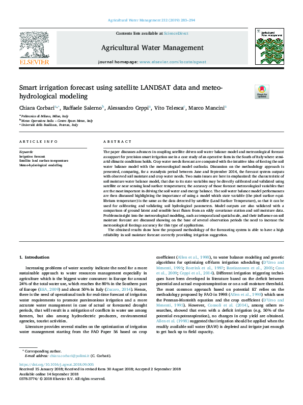 (PDF) Smart irrigation forecast using satellite LANDSAT data and meteo ...