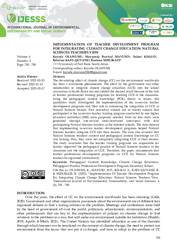 (PDF) Implementation of Teacher Development Program for Integrating ...