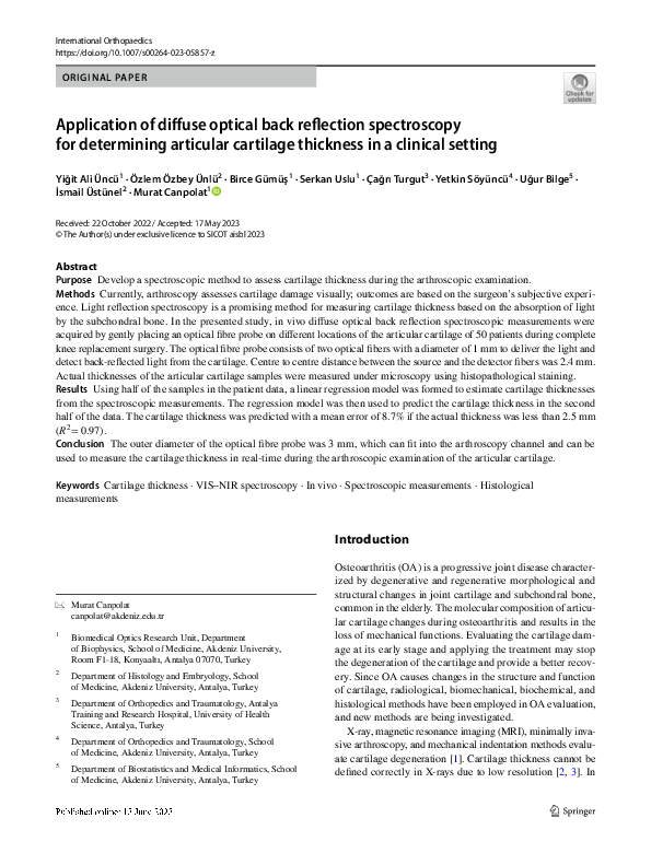 (PDF) Application of diffuse optical back reflection spectroscopy for ...