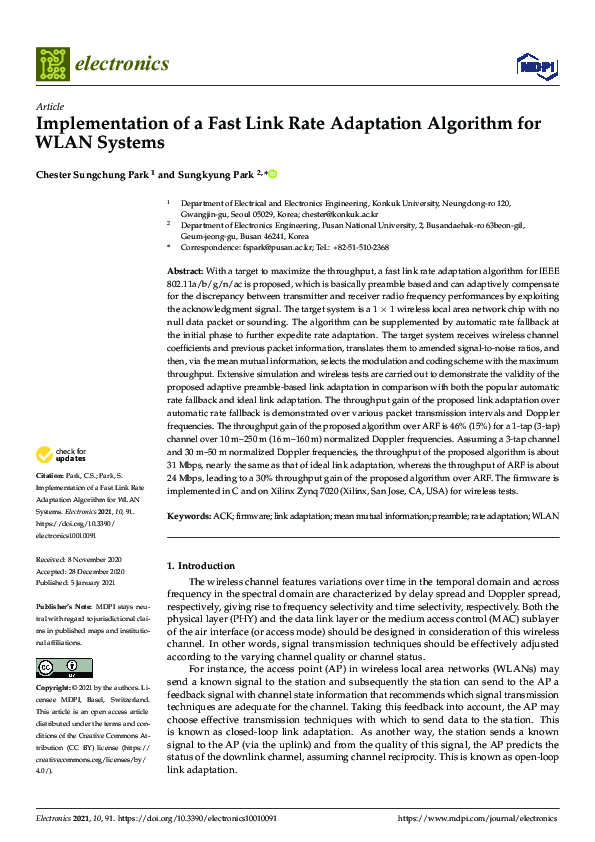 (PDF) Implementation of a Fast Link Rate Adaptation Algorithm for WLAN ...