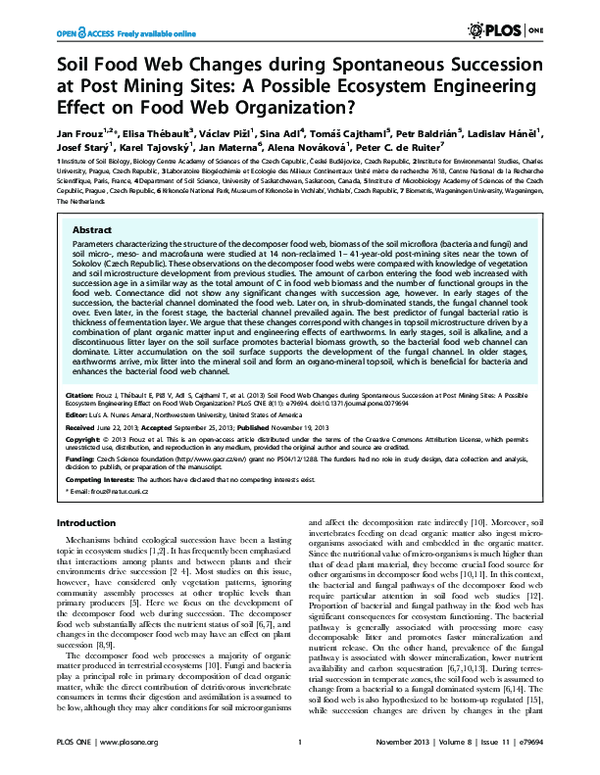 (PDF) Soil Food Web Changes during Spontaneous Succession at Post ...
