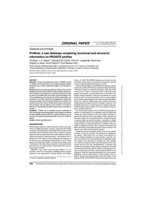 (PDF) ProRule: a new database containing functional and structural ...