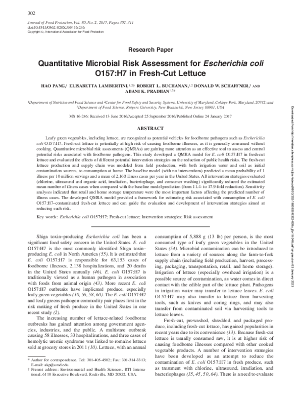 (PDF) Quantitative Microbial Risk Assessment for Escherichia coli O157 ...