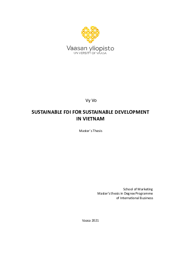 (PDF) Sustainable Fdi for Sustainable Development in Vietnam