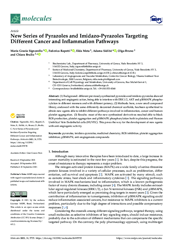 (PDF) New Series of Pyrazoles and Imidazo-Pyrazoles Targeting Different ...