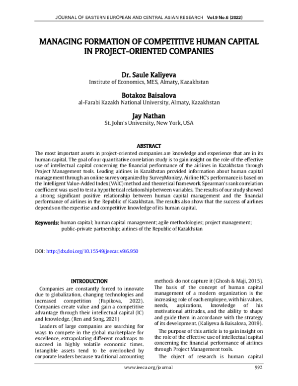 (PDF) Managing formation of competitive human capital in project ...