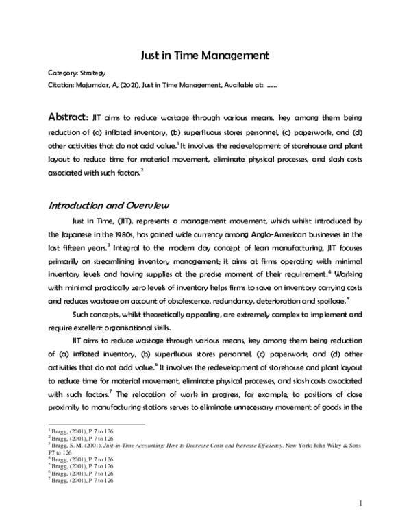 (PDF) Just in Time Management