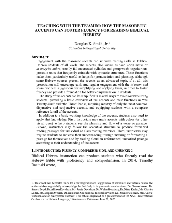 (PDF) TEACHING WITH THE TE'AMIM: HOW THE MASORETIC ACCENTS CAN FOSTER ...