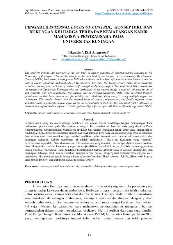 (PDF) Pengaruh Internal Locus of Control, Konsep Diri, Dan Dukungan ...