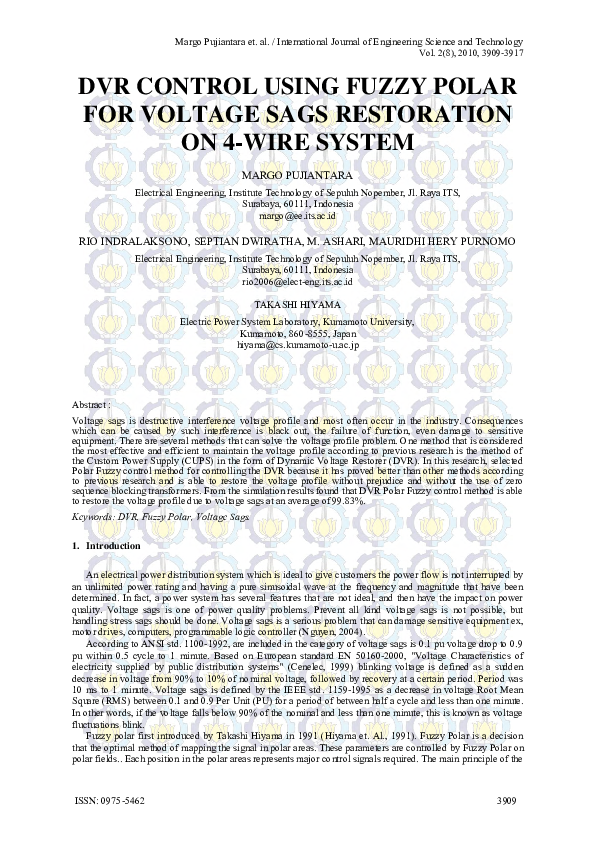 (PDF) DVR Control Using Fuzzy Polar for Voltage Sags Restoration on 4 ...