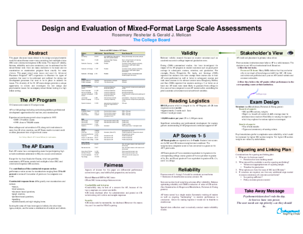 (PDF) Design and Evaluation of Mixed-Format Large Scale Assessments for ...