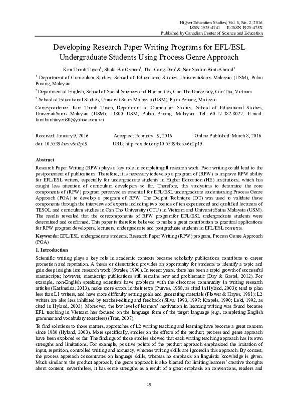 (PDF) Developing Research Paper Writing Programs for EFL/ESL ...