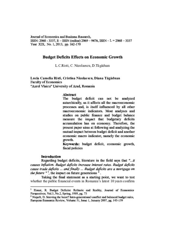 (PDF) Budget Deficits Effects on Economic Growth