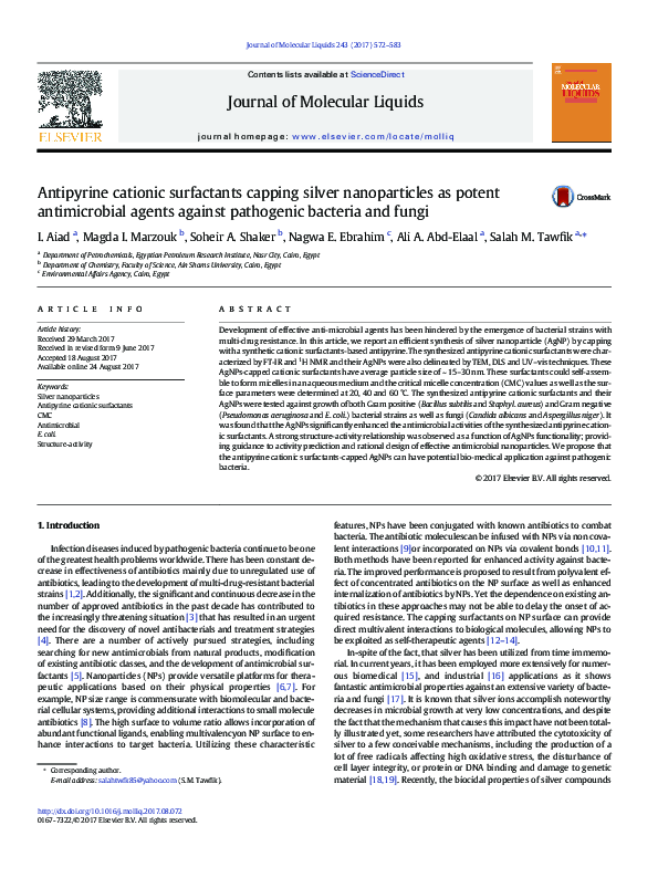 (PDF) Antipyrine cationic surfactants capping silver nanoparticles as ...