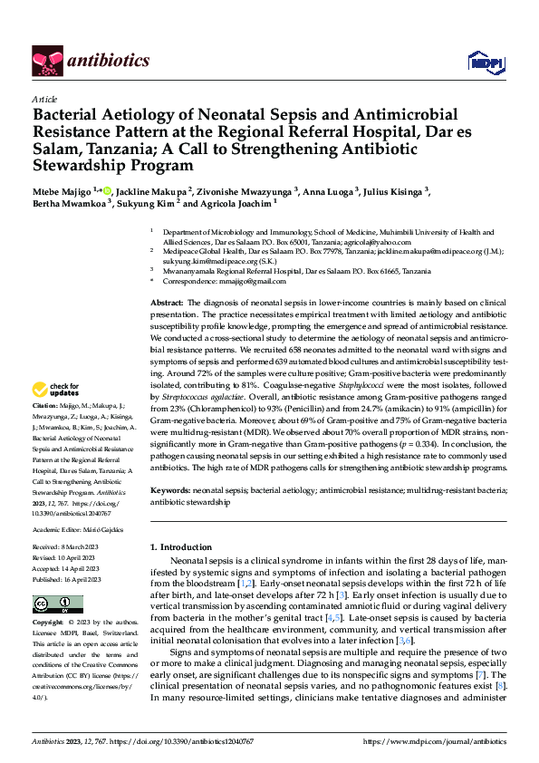 (PDF) Bacterial Aetiology of Neonatal Sepsis and Antimicrobial ...