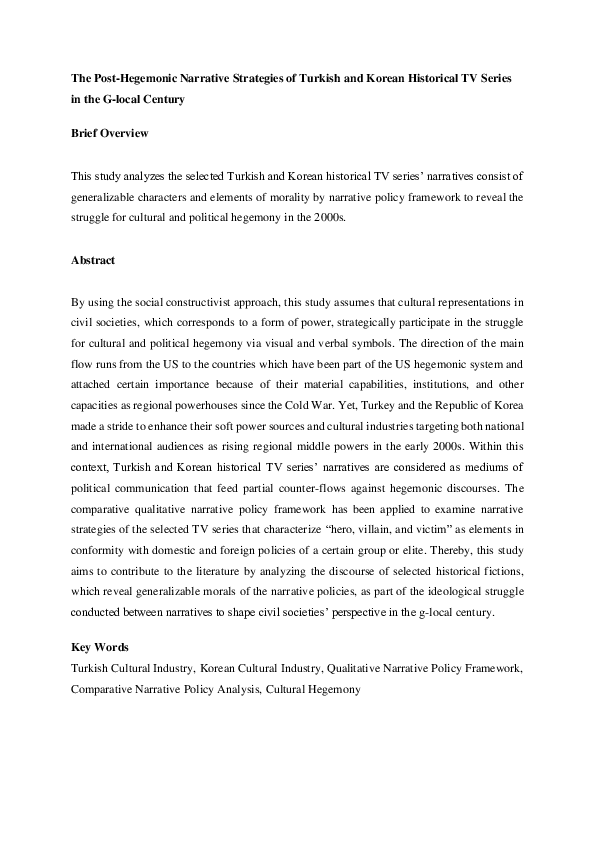 (PDF) The Post-Hegemonic Narrative Strategies of Turkish and Korean ...