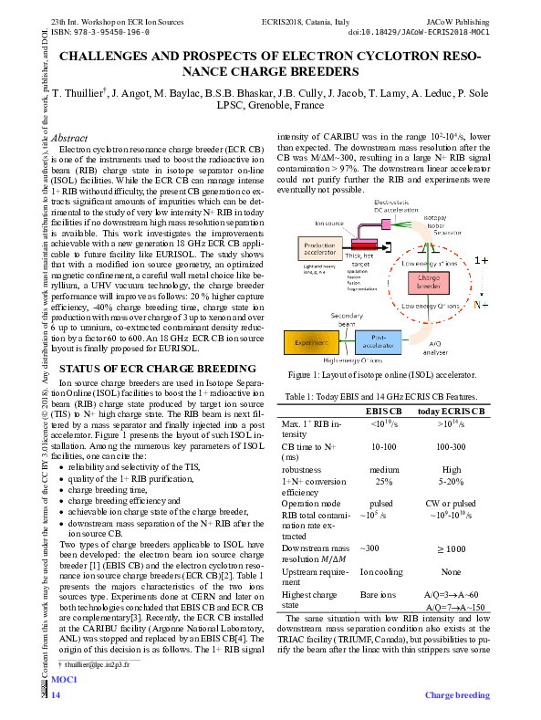 (PDF) Challenges and prospects of electron cyclotron resonance charge ...