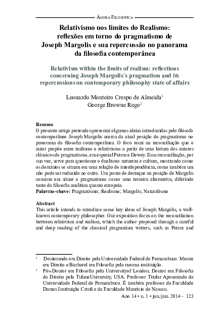 (PDF) Relativismo nos limites do Realismo: reﬂexões em torno do ...