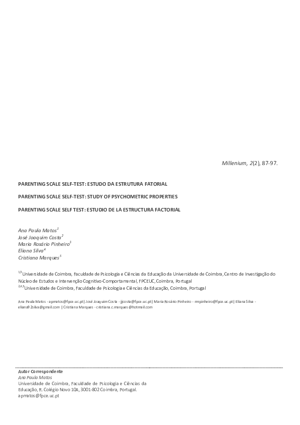 (PDF) Parenting scale self-test: study of psychometric properties