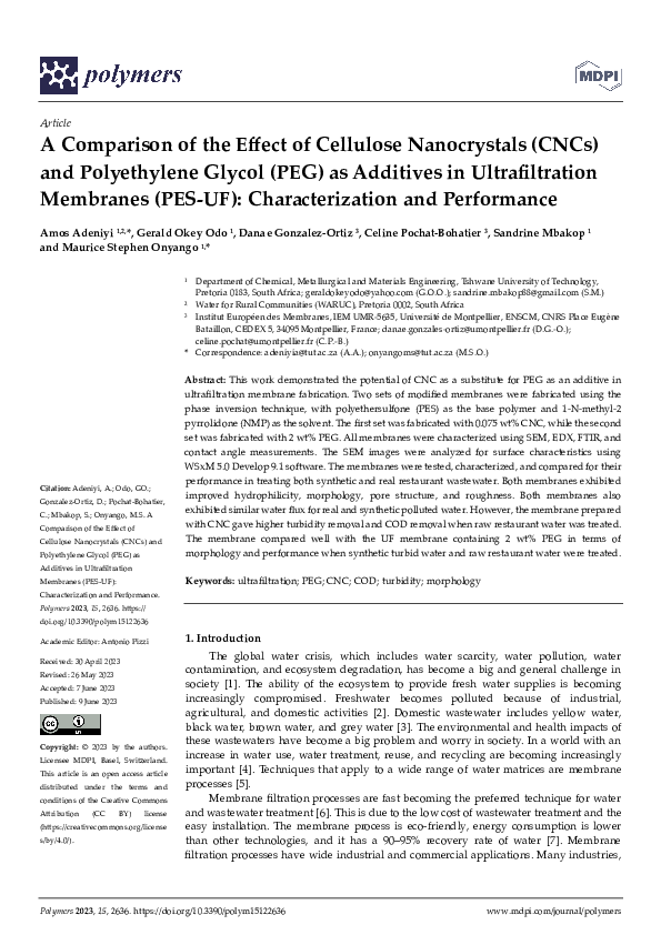 (PDF) A Comparison of the Effect of Cellulose Nanocrystals (CNC) and ...