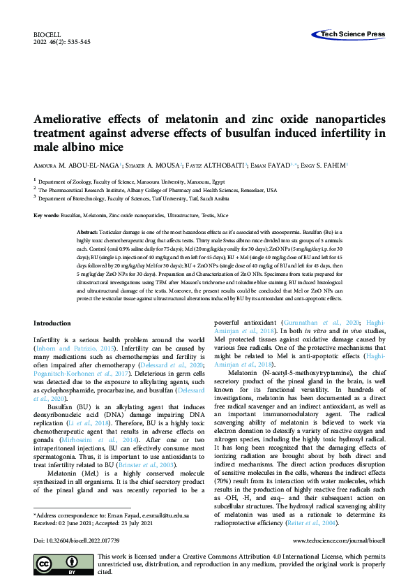 (PDF) Ameliorative effects of melatonin and zinc oxide nanoparticles ...