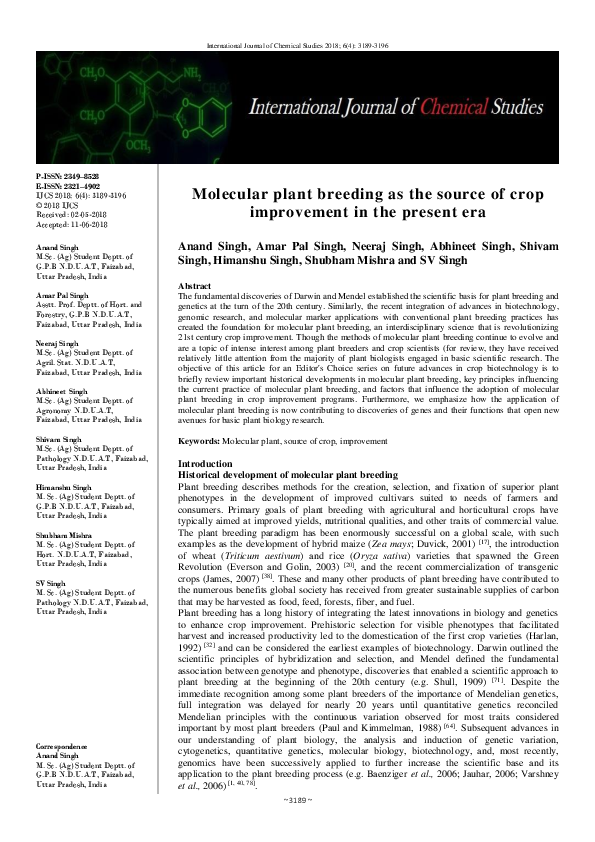 (PDF) Molecular plant breeding as the source of crop improvement in the ...