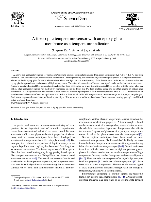 (PDF) A fiber optic temperature sensor with an epoxy-glue membrane as a ...