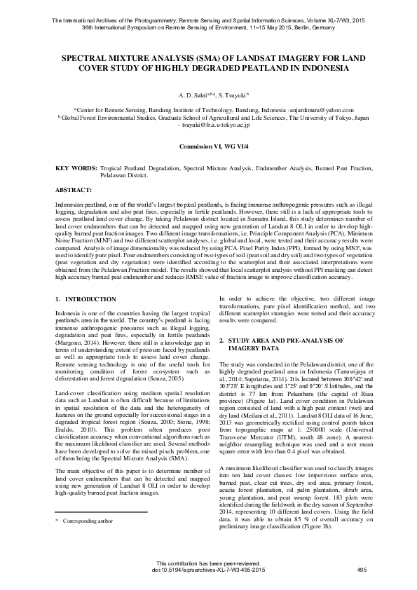 (PDF) Spectral Mixture Analysis (SMA) of Landsat Imagery for Land Cover ...