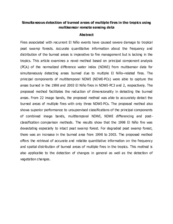 (PDF) Simultaneous detection of burned areas of multiple fires in the ...