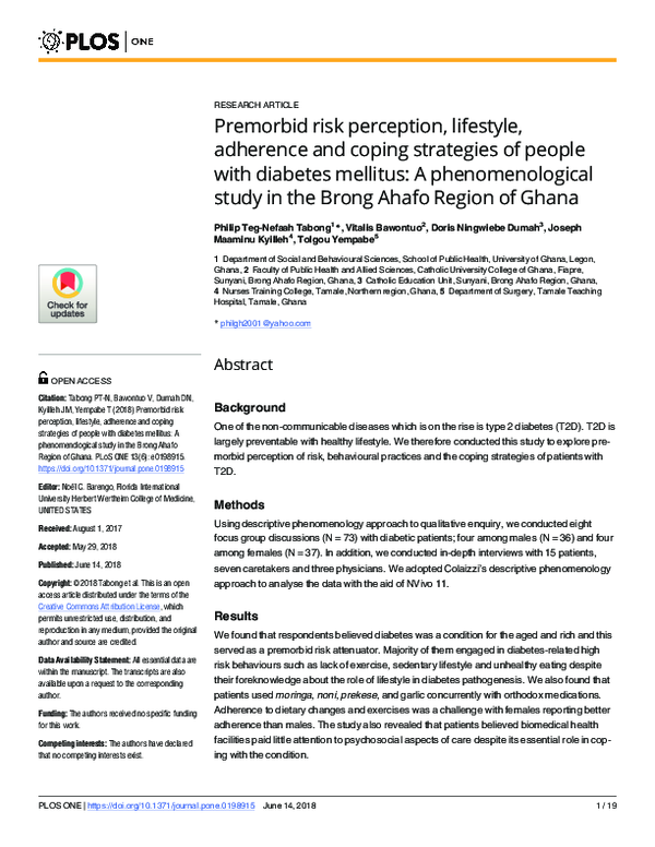 (PDF) Premorbid risk perception, lifestyle, adherence and coping ...