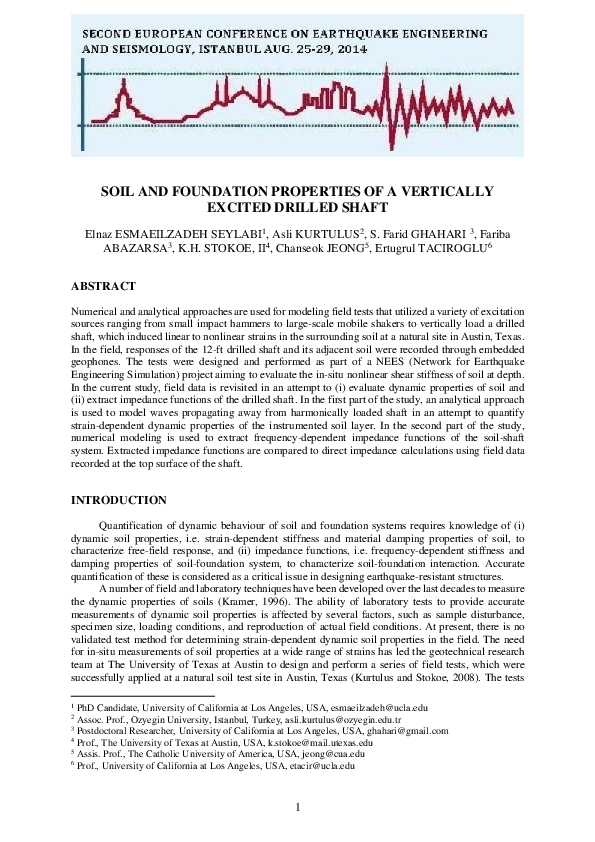 (PDF) Soil and Foundation Properties of a Vertically
