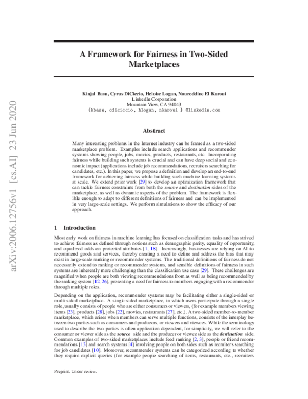 (PDF) A Framework for Fairness in Two-Sided Marketplaces