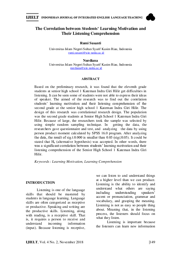 (PDF) The Correlation between Students’ Learning Motivation and Their ...