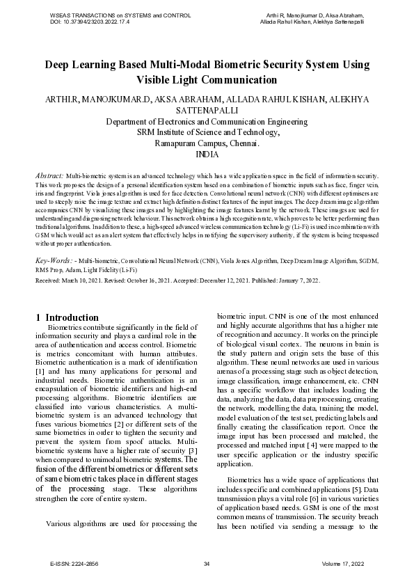 (PDF) Deep Learning Based Multi-Modal Biometric Security System Using ...