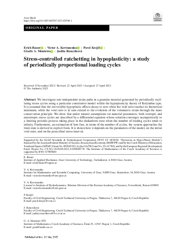 (PDF) Stress-controlled ratchetting in hypoplasticity: a study of ...
