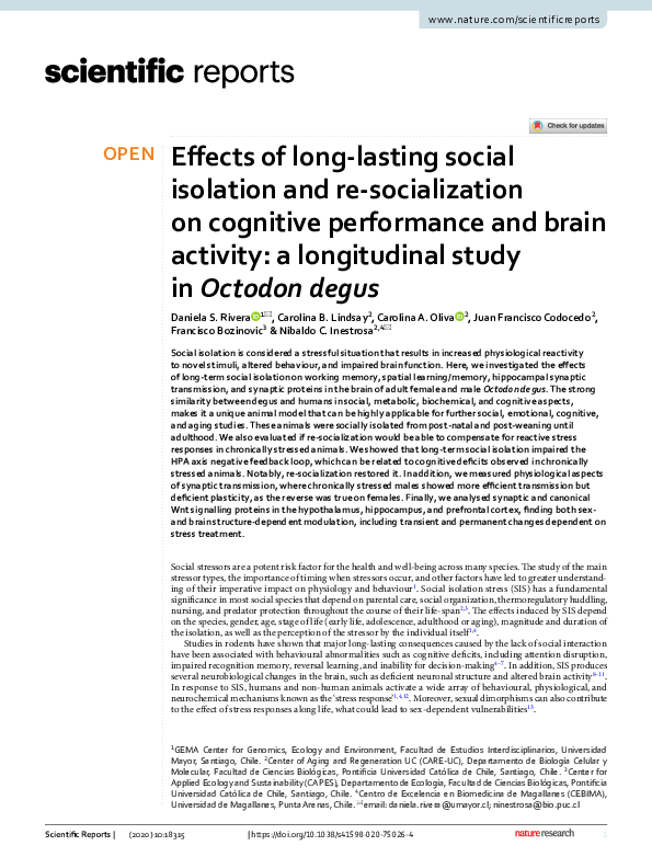 (PDF) Effects of long-lasting social isolation and re-socialization on ...