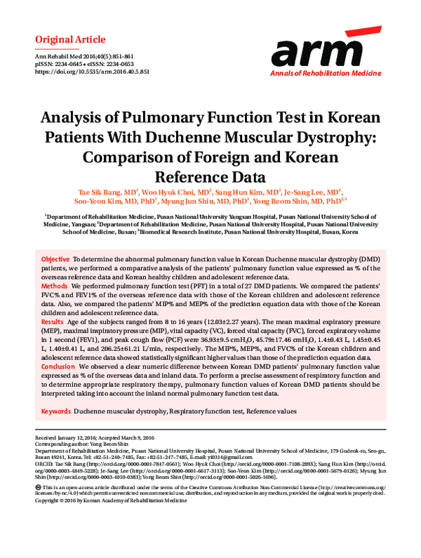 (PDF) Analysis of Pulmonary Function Test in Korean Patients With ...