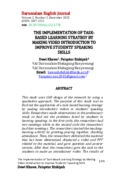(PDF) Implementation of Task-Based Learning Strategy by Making Video ...