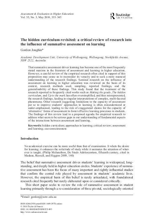 (PDF) The hidden curriculum revisited: a critical review of research ...